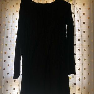 Black ribbed long sleeve Flowy dress